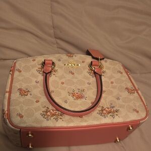 Coach Beige and Pink Floral Satchel